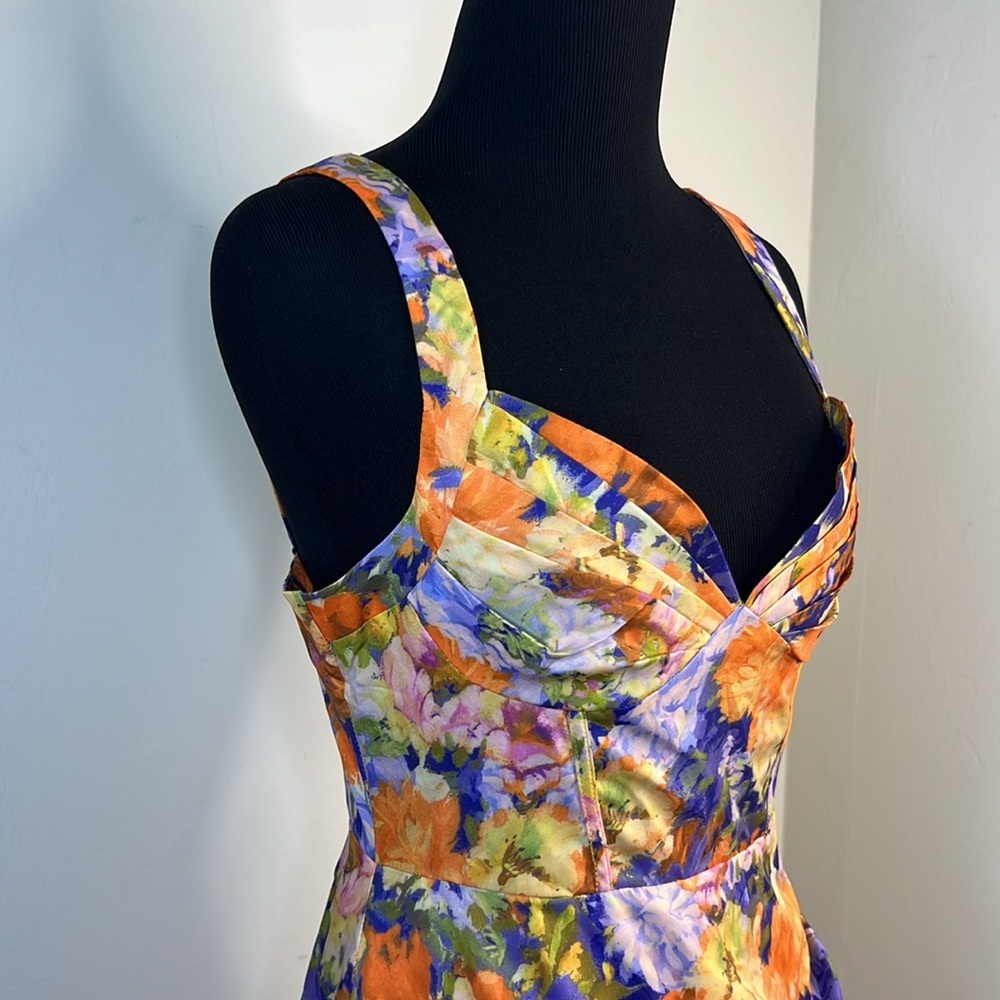 CIDER ASYMMETRIC HEM FLORAL MIDI DRESS S - Picture 3 of 10